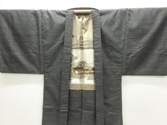  手織り紬100亀甲男物着物アンサンブル（キングサイズ）